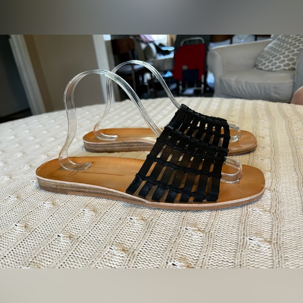 Dolce Vita Sz 11 Black Woven Leather Slides - Picture 3 of 7
